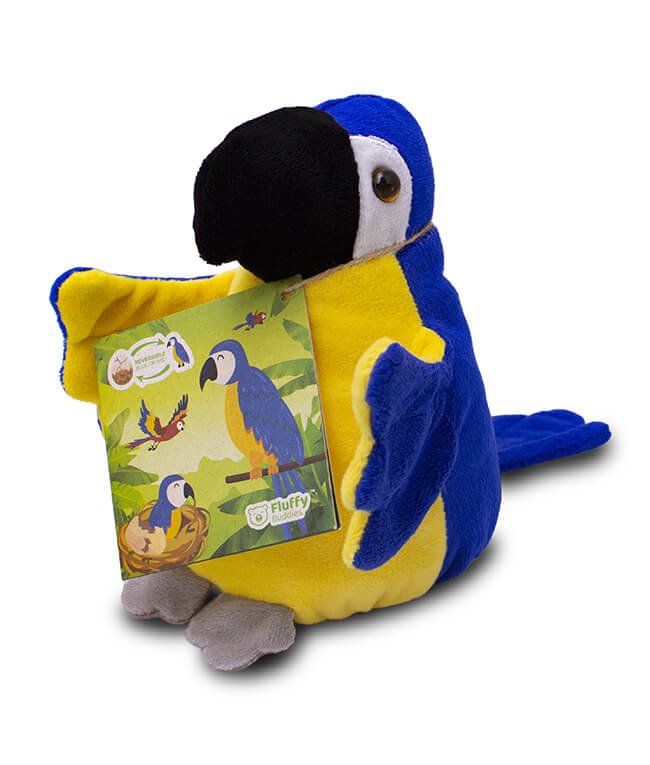 600x756 eco friendly reversible blue macaw plush toy for kids 0005 MG8785 azul tag esquerda