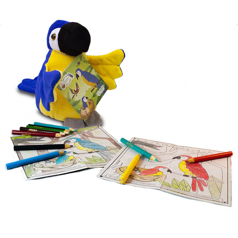 Tag Blue Macaw eco friendly reversible plush Red Macaw toy