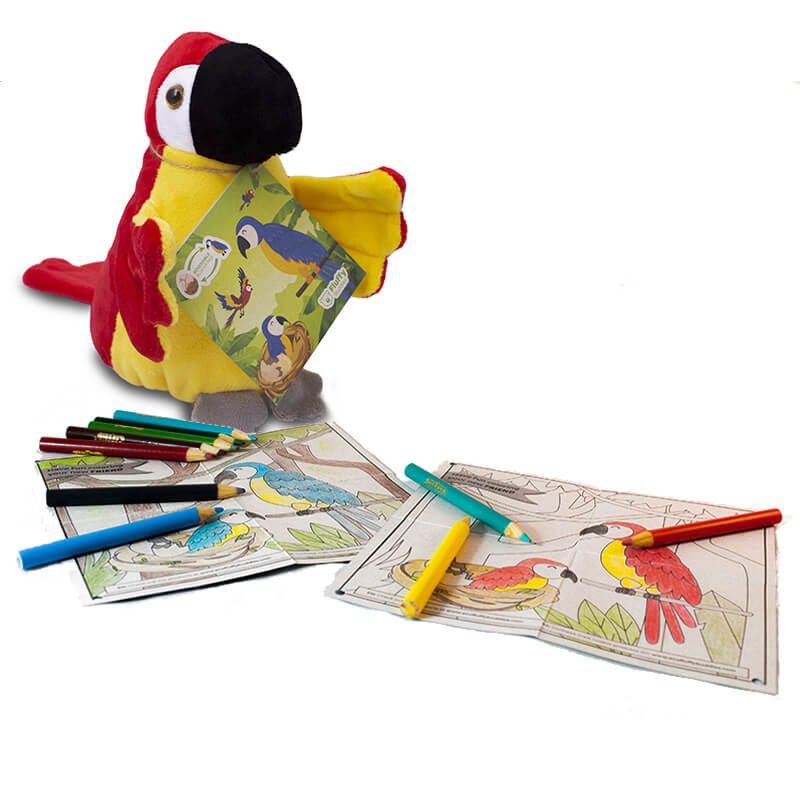 Tag Red Macaw eco friendly reversible plush Red Macaw toy